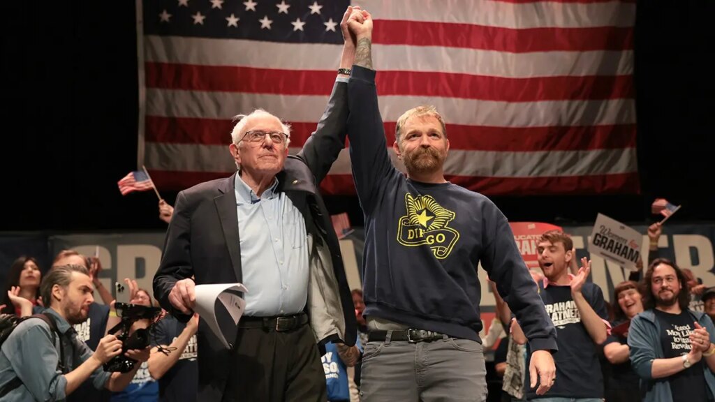 Bernie Sanders dodges questions on abuse allegations against Platner
